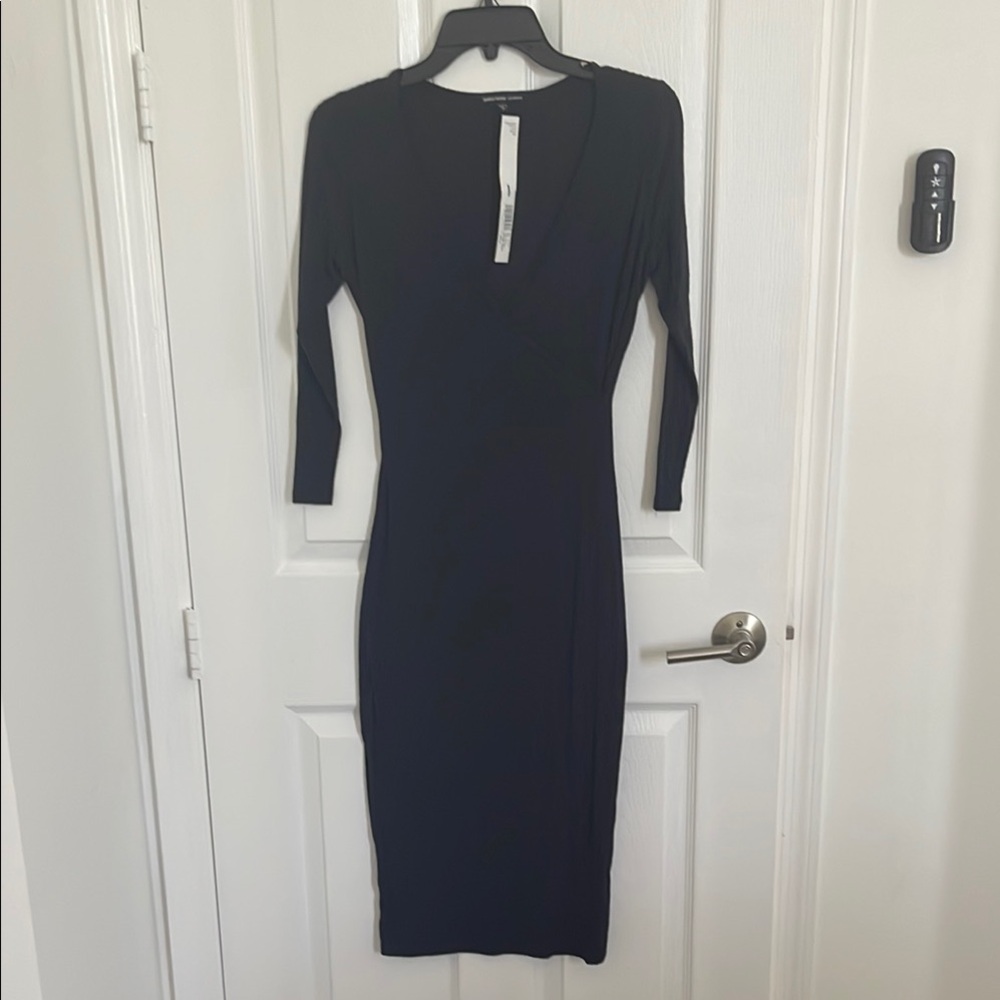 James Perse Black 3/4 Sleeve Bodycon Dress